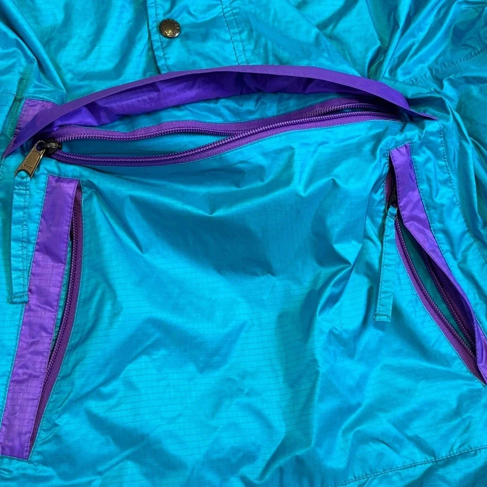 VTG The North Face Anorak Jacket 90s Mens XL Teal Purple ColorBlock Windbreaker‎